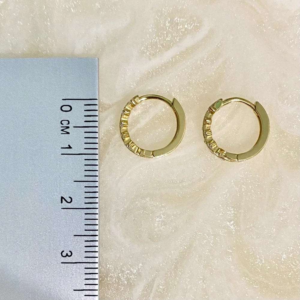 Gold and zircon detailed Hoop Earrings